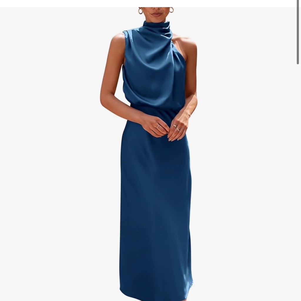 Wedding Guest One Shoulder Teal Dress